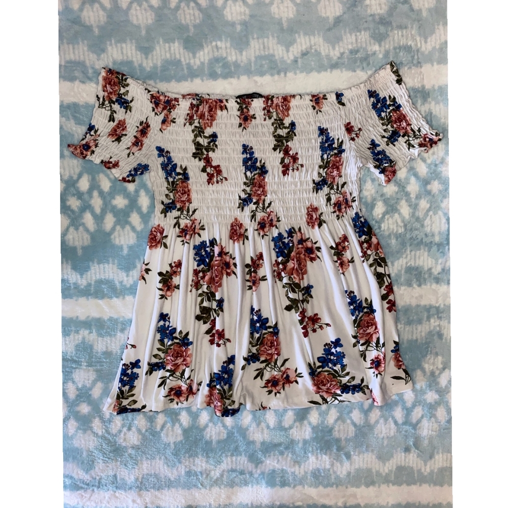COPY - White Floral Off The Shoulder Top
